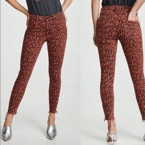 Mother High Waisted Looker Ankle Fray Jeans Animal Attraction Size 24